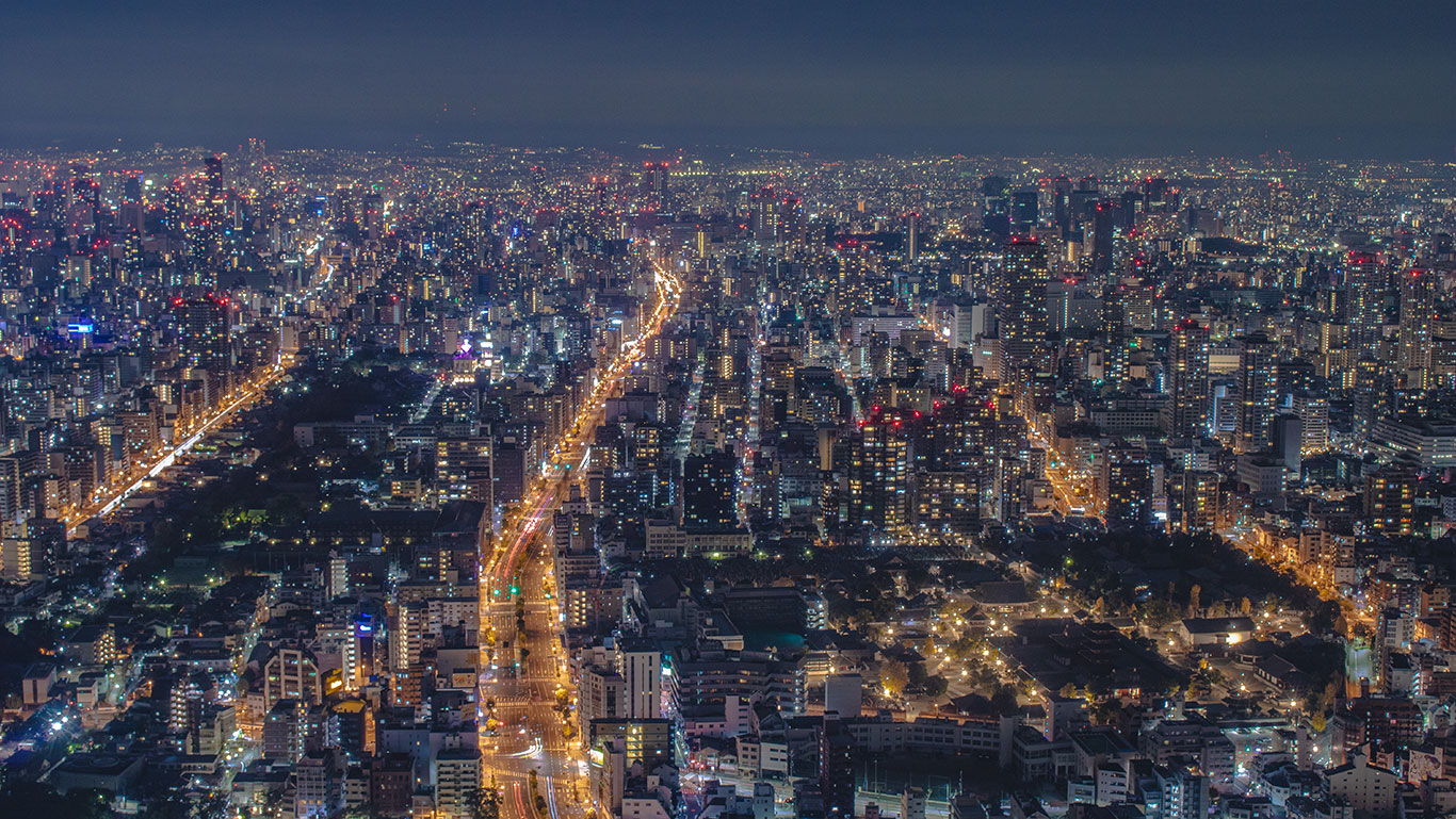 大阪のあべのハルカスからの夜景